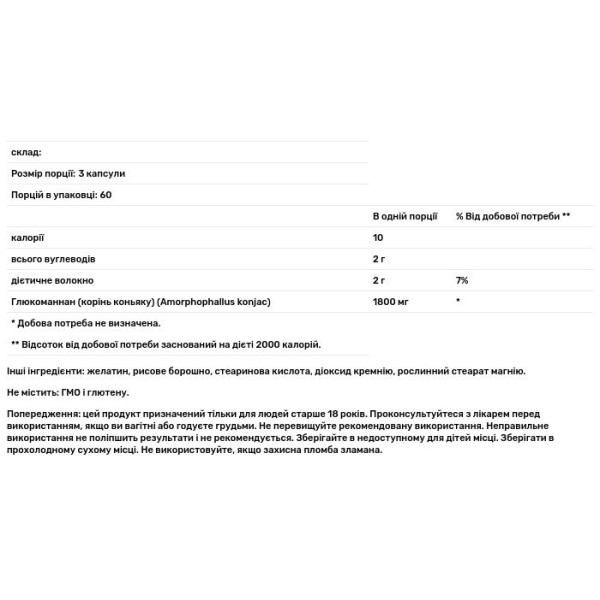 Глюкоманнан, Glucomannan, Nutricost, екстракт кореня конжака, 1800 мг, 180 капсул (600 мг у капсулі)