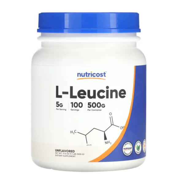 L-лейцин, L-Leucine, Nutricost, без добавок, 5 г, 500 г