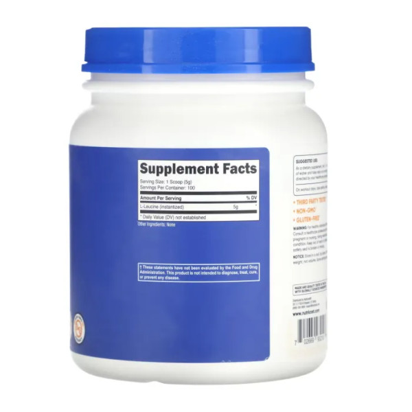 L-лейцин, L-Leucine, Nutricost, без добавок, 5 г, 500 г