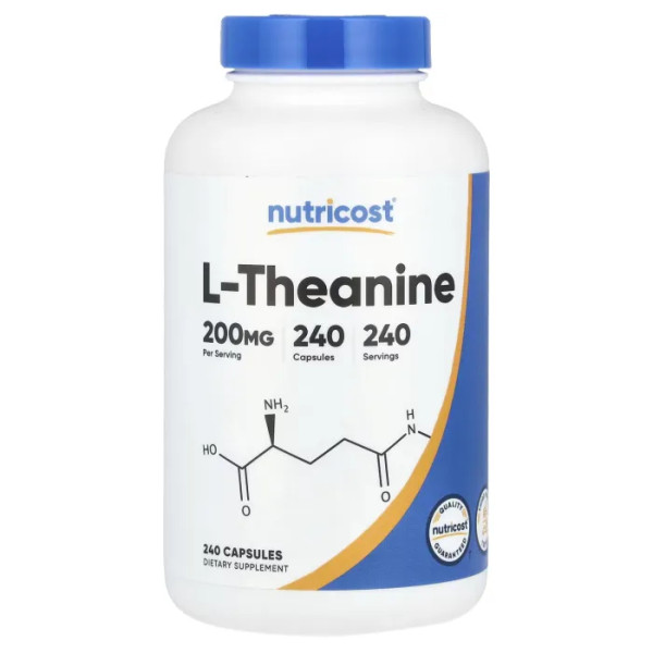 L-теанін, L-Theanine, Nutricost, 200 мг, 240 капсул