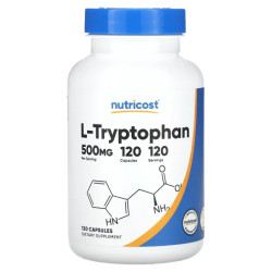L-триптофан 500 мг, Nutricost L-Tryptophan, 120 капсул