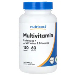 Мультивітаміни з пробіотиками, Multivitamin Probiotics 22 Vitamins & Minerals Nutricost, 120 капсул