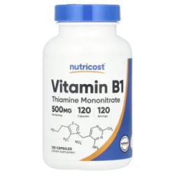 Витамин B1 500 мг, Vitamin B1 Nutricost, 120 капсул