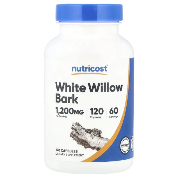 Біла верба, White Willow Bark, Nutricost, кора, 1200 мг, 120 капсул (600 мг на капсулу)