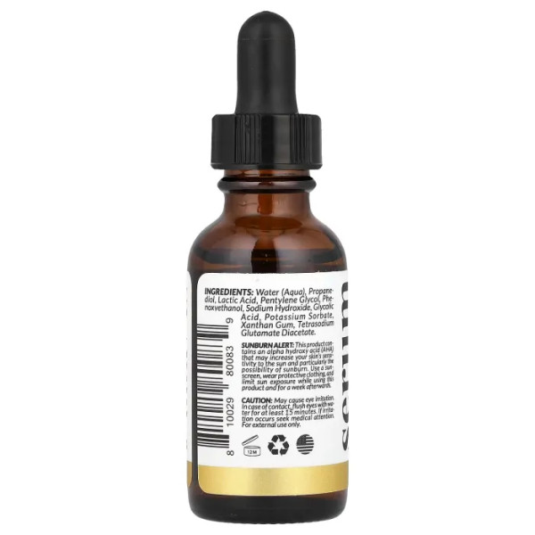Сироватка для обличчя з молочною кислотою та АГК, Lactic Acid + AHA Serum, artnaturals, 30 мл