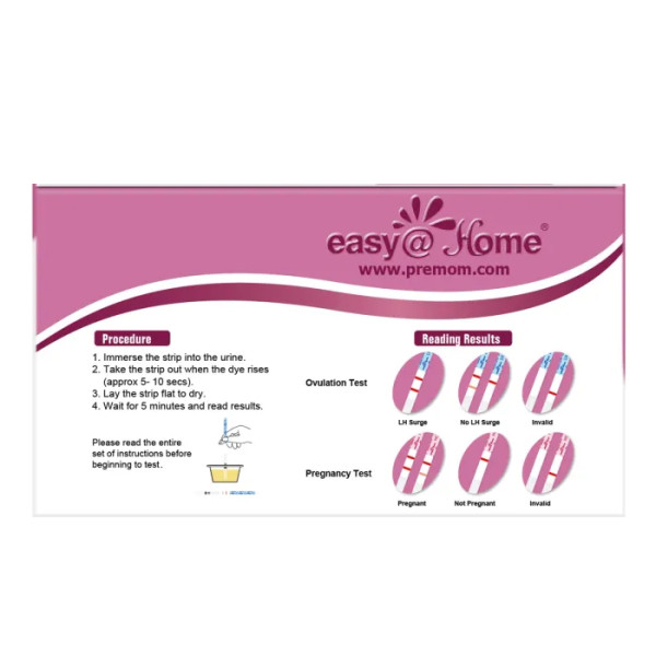 Тести на овуляцію, Ovulation Test Kit, Easy@Home, набір із 50 тестів на ЛГ та 20 тестів на ХГЛ