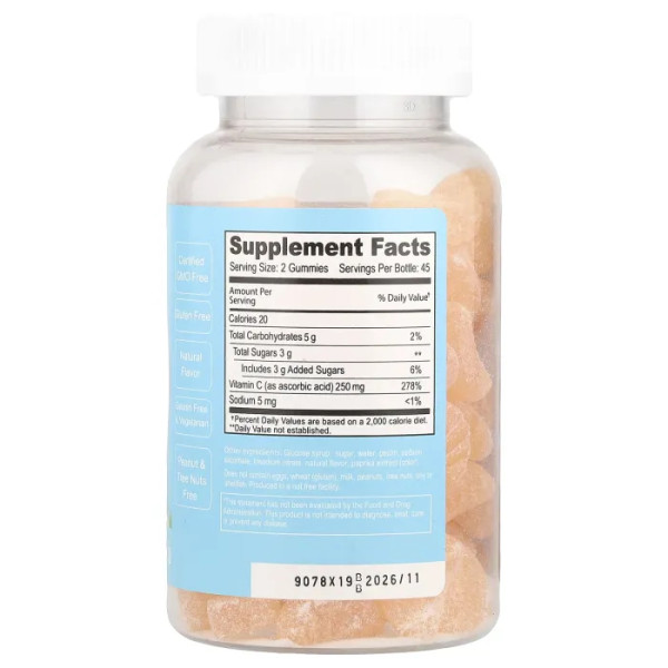Вітамін С, Vitamin C Gummies, Doctor's Finest, смак апельсина, 250 мг, 90 жувальних цукерок (125 мг на жувальну цукерку)
