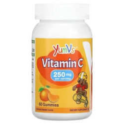 Витамин C 250 мг, Vitamin C YumVs, для детей, вкус апельсин, 60 жевательных таблеток