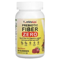 Пребіотична клітковина 4 г, Prebiotic Fiber Zero YumVs, для дітей, смак ягоди, 60 жувальних мармеладок