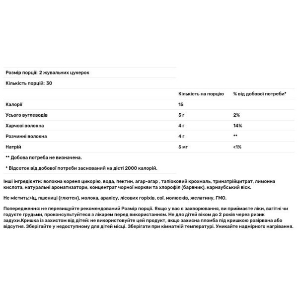 Пребіотична клітковина, Prebiotic Fiber Zero, Yum-Vs, смак ягід, 60 жувальних цукерок