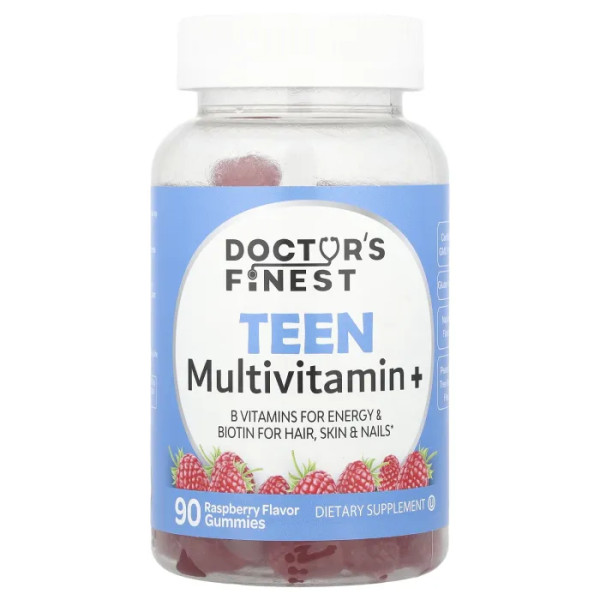 Мультивітаміни+ для підлітків, Teen Multivitamin+ Gummies, Doctor's Finest, смак малини, 90 жувальних цукерок