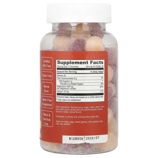 Магній, Magnesium, Doctor's Finest, смак малини та персика, 250 мг, 90 жувальних цукерок (83 мг на жувальну цукерок)