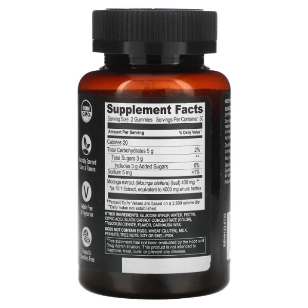 Морінга, Moringa Leaf Extract, YumVs, екстракт листя, зі смаком полуниці, 4000 мг, 60 жувальних таблеток (2000 мг в 1 жувальній таблетці)