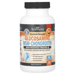 Глюкозамін + MSM + хондроїтин, BioSchwartz Maximum Strength Glucosamine MSM + Chondroitin, 180 капсул
