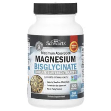 Магний бисглицинат, Maximum Absorption Magnesium Bisglycinate BioSchwartz, 360 вегетарианских капсул