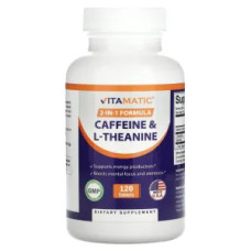 Кофеїн та L-теанін, Caffeine & L-Theanine Vitamatic, 120 таблеток