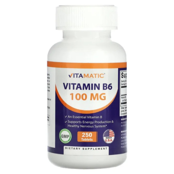 Вітамін В6, Vitamin B6, Vitamatic, 100 мг, 250 таблеток