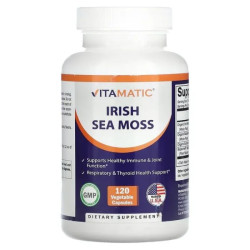 Ирландский морской мох, Vitamatic Irish Sea Moss, 120 растительных капсул