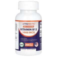 Вітамін B12 1000 мкг, смак ягоди, швидкорозчинні, Vitamin B12 Vitamatic, 365 швидкорозчинних таблеток