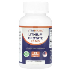 Літій оротат 20 мг, Vitamatic Lithium Orotate, 90 вегетаріанських капсул