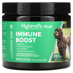 Поддержка иммунитета для собак, вкус сыра, Hyland's Naturals Immune Boost For Dogs, 90 мягких жевательных конфет, 270 г