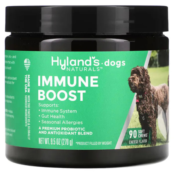 Підвищення імунітету, для собак, Immune Boost, For Dogs, Hyland's Naturals, смак сиру, 90 м'яких жувальних цукерок, 270 г
