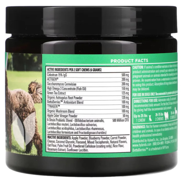 Підвищення імунітету, для собак, Immune Boost, For Dogs, Hyland's Naturals, смак сиру, 90 м'яких жувальних цукерок, 270 г