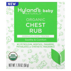 Бальзам для детей, успокаивающий, для груди, органический, Hyland's Naturals Baby Organic Chest Rub, 50 г