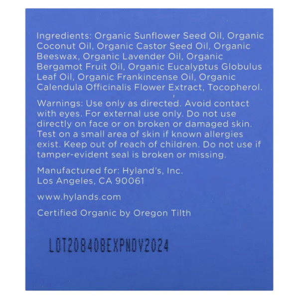 Бальзам для дітей заспокійливий, для здорового сну, Organic Calming Balm, Hyland's Naturals, Baby, для грудей, органічний, 50 г