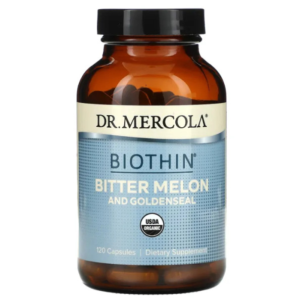 Жовтокорінь та момордика харанція, Biothin, Bitter Melon and Goldenseal, Dr. Mercola, 120 капсул