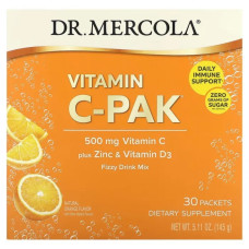 Вітамін C 500 мг з цинком та вітаміном D3, смак апельсина, Dr. Mercola Vitamin C-PAK with Quercetin, 30 пакетиків (4.84 г кожний)