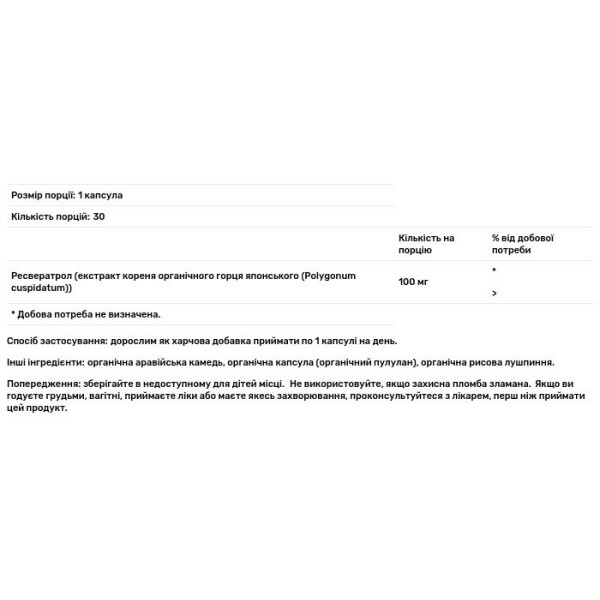 Ресвератрол, Organic Resveratrol, Dr. Mercola, органік, 100 мг, 30 капсул