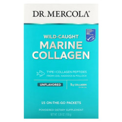 Морський колаген, Dr. Mercola Marine Collagen, з дикої природи, без смаку, 15 пакетиків