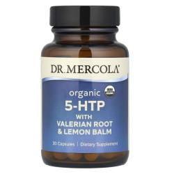5 HTP, Dr Mercola 5 HTP, органічний, з коренем валеріани та мелісою, 30 капсул
