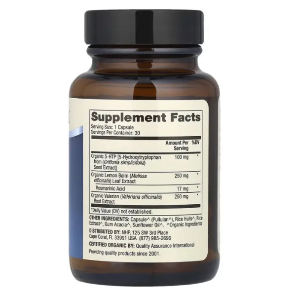 5-HTP (5-гідрокситриптофан), 5-HTP, Dr. Mercola, органічний, з коренем валеріани та мелісою, 30 капсул
