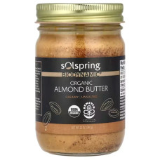Мигдальне масло органічне, Biodynamic Organic Almond Butter Dr. Mercola Solspring, кремове, несолоне, 340 г