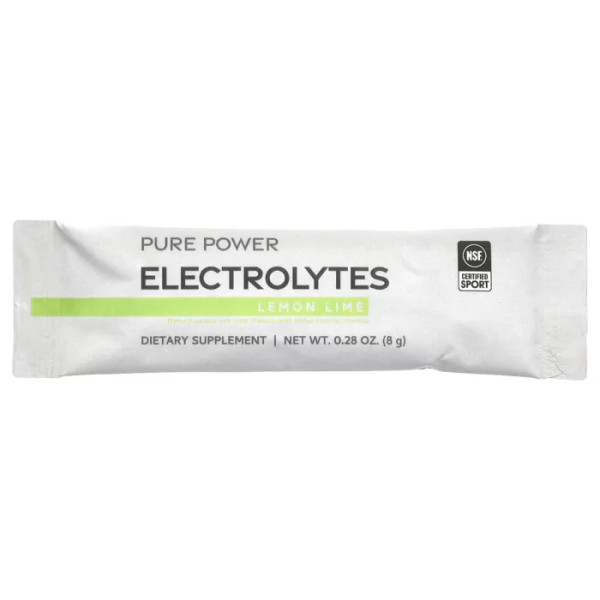 Електроліти, Electrolytes, Dr. Mercola, Pure Power, зі смаком лимона та лайма, 30 пакетиків по 8 г кожен