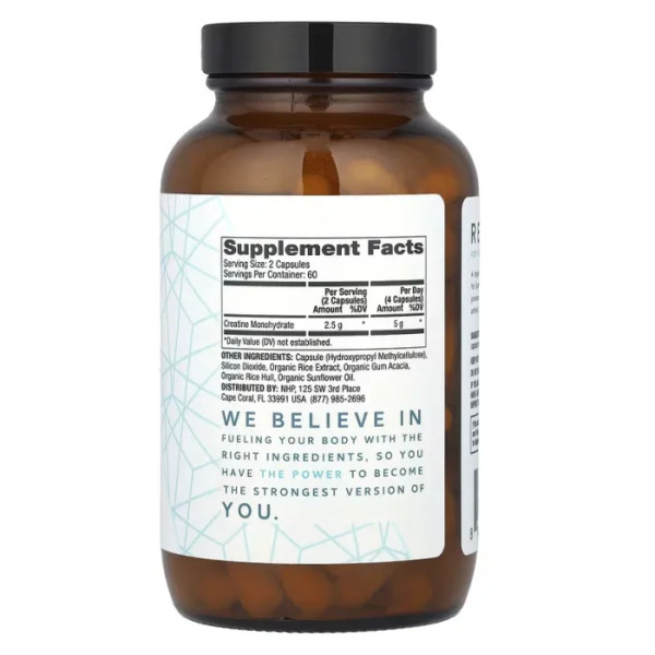 Креатин моногідрат, Creatine Monohydrate, Dr. Mercola, 2,5 г, 120 капсул (1,25 г у капсулі)