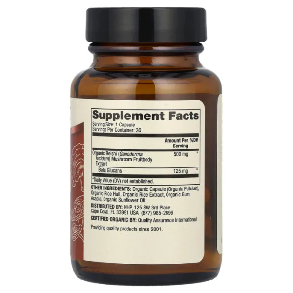 Гриби рейші, Organic Reishi Mushroom Extract, Dr. Mercola, органік, екстракт, 500 мг, 30 капсул