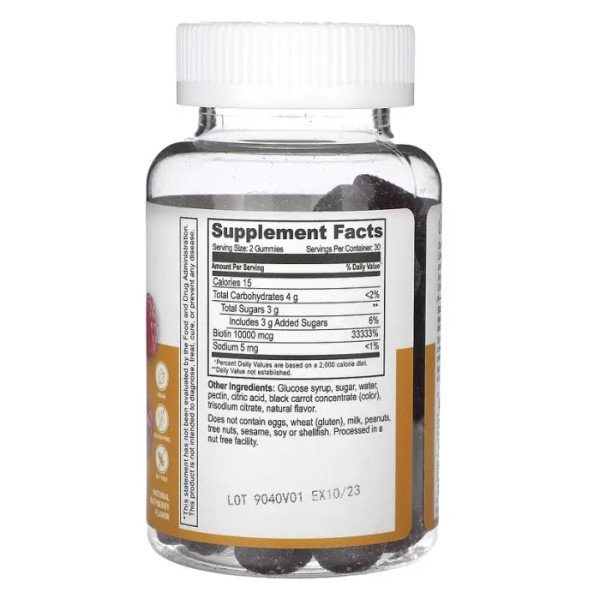 Біотин, Biotin, Lifeable, 10000 мкг, зі смаком натуральної малини, 60 жувальних цукерок (5000 мкг у кожній жувальній цукерці)