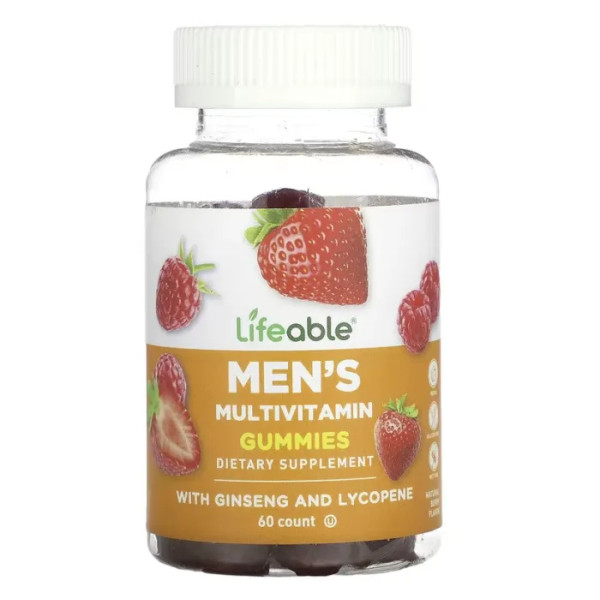 Мультивітаміни та мультимінерали для чоловіків, Men's Mutivitamin, Lifeable, зі смаком натуральних ягід, 60 жувальних таблеток
