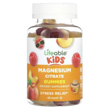 Магній цитрат для дітей, жувальні, смак натуральні фрукти, Kids Magnesium Citrate Gummies Lifeable, 60 жувальних цукерок