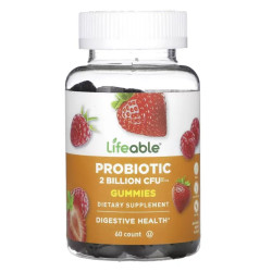 Пробиотик 2 млрд КОЕ жевательные, вкус ягоды, Lifeable Probiotic, 60 жевательных конфет (1 млрд КОЕ в 1 жевательной)