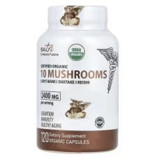 Підтримка імунітету комплекс 10 органічних грибів 2400 мг, Natures Fusions 10 Mushrooms, 120 органічних капсул (600 мг у капсулі)