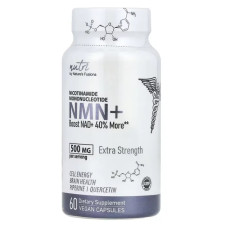Бета нікотинамід мононуклеотид NMN 500 мг, Natures Fusions NMN Plus, підвищена концентрація, 60 вегетаріанських капсул (250 мг у капсулі)