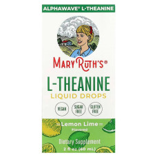 L-теанин жидкие капли, L-Theanine MaryRuth's, вкус лимон и лайм, 60 мл