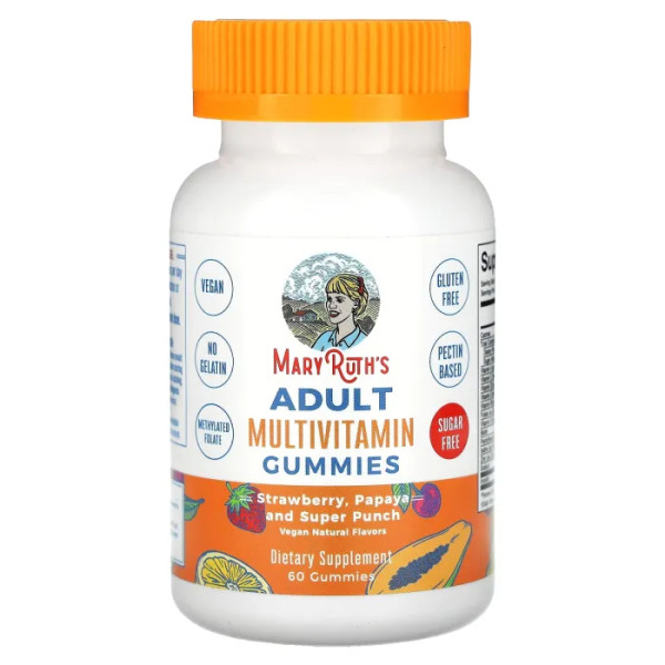 Мультивітаміни для дорослих, Adult Multivitamin, MaryRuth's, смак полуниці, папайї та супер пуншу, 60 жувальних цукерок