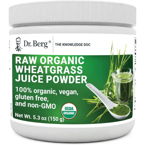 Пророщена пшениця, Raw Organic Wheatgrass, Dr. Berg's, порошок сирого соку, 150 г