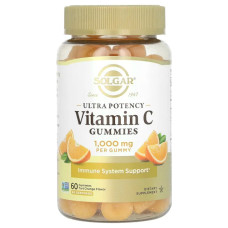 Витамин C жевательные 1000 мг, Solgar Vitamin C Gummies, вкус терпкий апельсин, 60 жевательных конфет