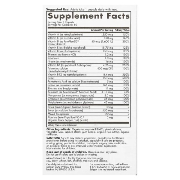 Мультивітаміни для жінок віком від 50 років, Women's Multi 50+, Solgar, 1 на день, 60 капсул